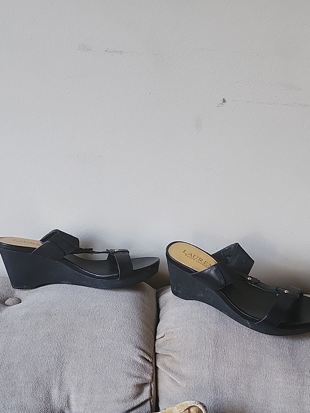 Lauren Ralph Lauren Black Wedge Sandals